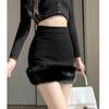 A-line Skirt Women's Winter New High Waist Short Skirt Wool Elegant Splicing Hip Skirt