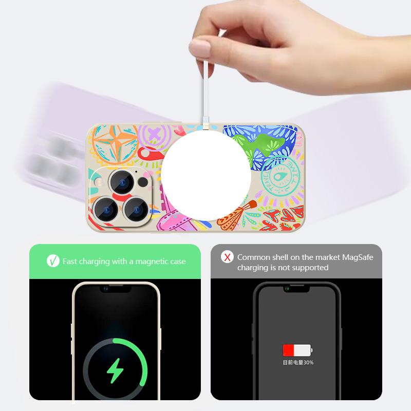 Cartoon Fire Balloon Pattern Case For iPhone 17 Pro Max Magnetic For Magsafe Silicone Cover For iPhone 16 Pro Max Funda iPhone 15 14 13 12 11 16E Air
