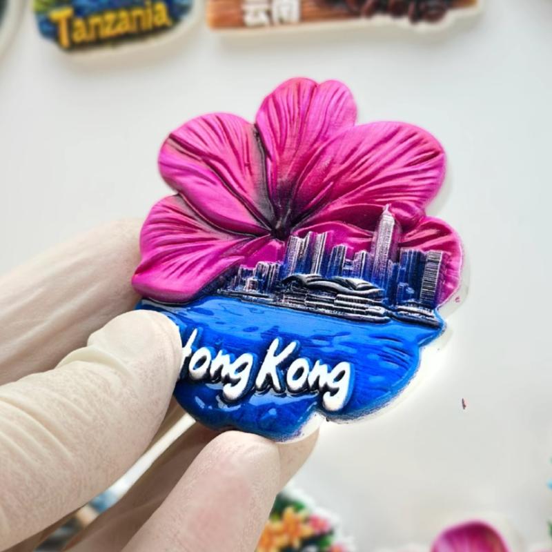 China Hong Kong Fridge Stickers Victoria Peak Travel Souvenirs Bauhinia Fridge Magnets Home Decoration Wedding Gifts