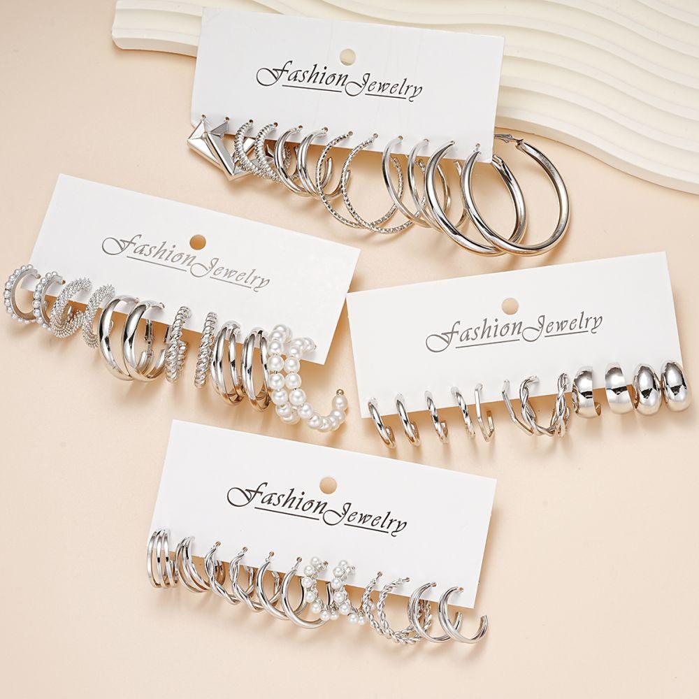 24pairs/set  Hoop Earring Set Women Hypoallergenic Twist  Earrings Accessories Jewelry