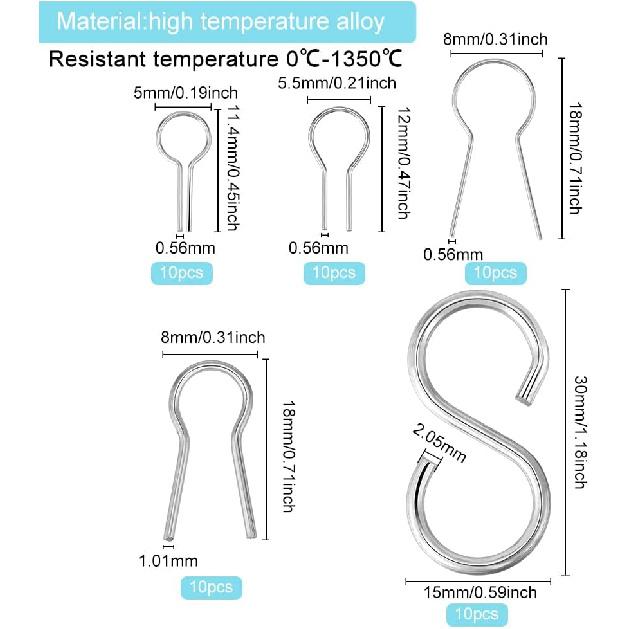 WEBEEDY 50 Pcs Hanging Hook for Kiln High Fire High Temperature Resistant Wire Jump Ring Hanging Hooks for Pendant, Ceramic Ornaments, Fusing in