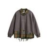 Unisex Oversized Plaid Patchwork Distressed Turn-Down Collar Hoodie Fall Casual Streetwear