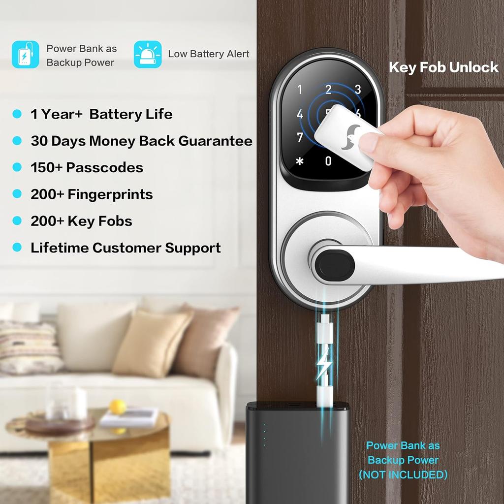 Sifely Smart Lock, Keyless Entry Door Lock, Smart Door Lock, Door Lock with Keypad, Smart Lock Front Door, Fingerprint Door Lock, Smart Lock with
