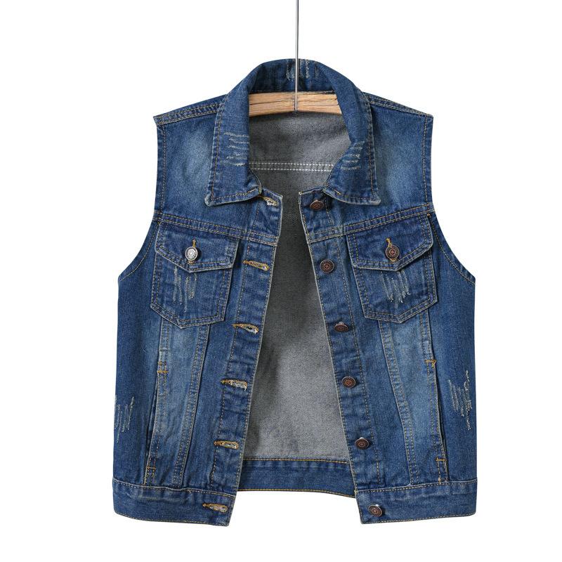 Denim Vest Women's Short Spring and Summer Slim Slimming Sleeveless Jacket Ripped Cardigan Top
