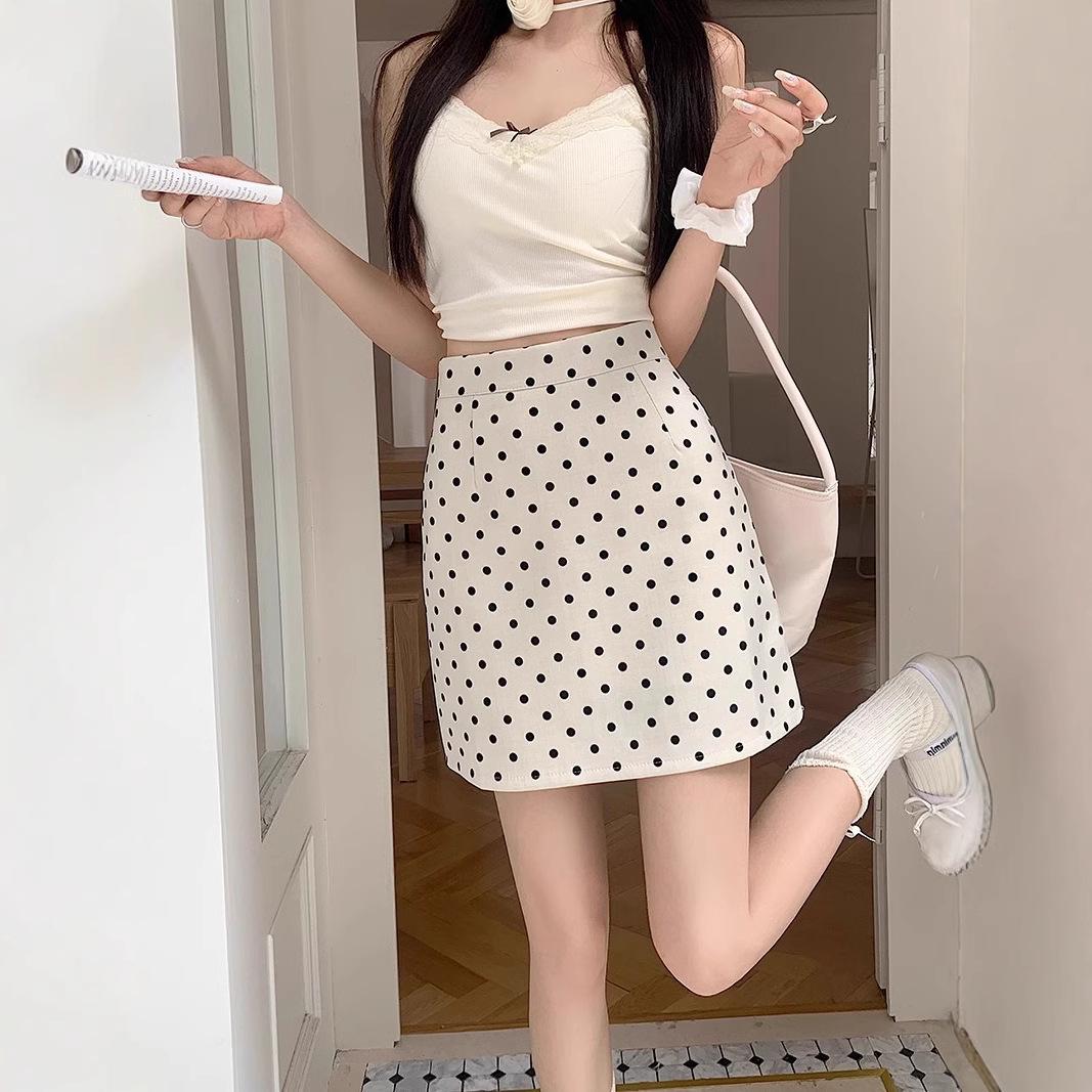 

Petite Women s Retro Polka Dot High Waist Slimming Summer Skirt XL (119-130 lbs)