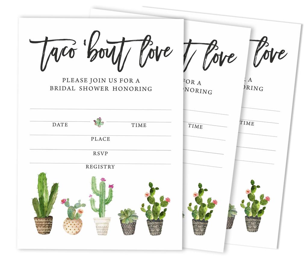 Inkdotpot 30 Bridal Shower InvitationsA  Cactus Taco'bout loveA  Wedding Fill-In Style Invites Blank
