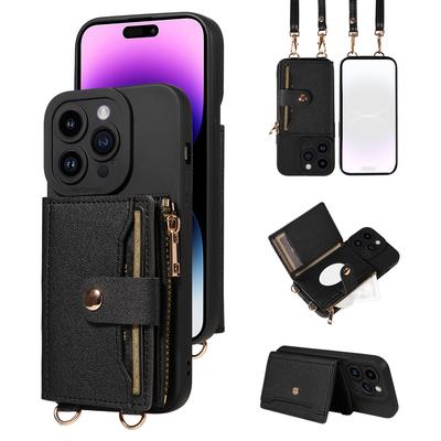 Moda na iPhone'a 16e 16 15 14 13 12 11 Pro Pro Max Plus Mini Etui na telefon ze sztucznej skóry, antypoślizgowe, portfel Crossbody z lustrem