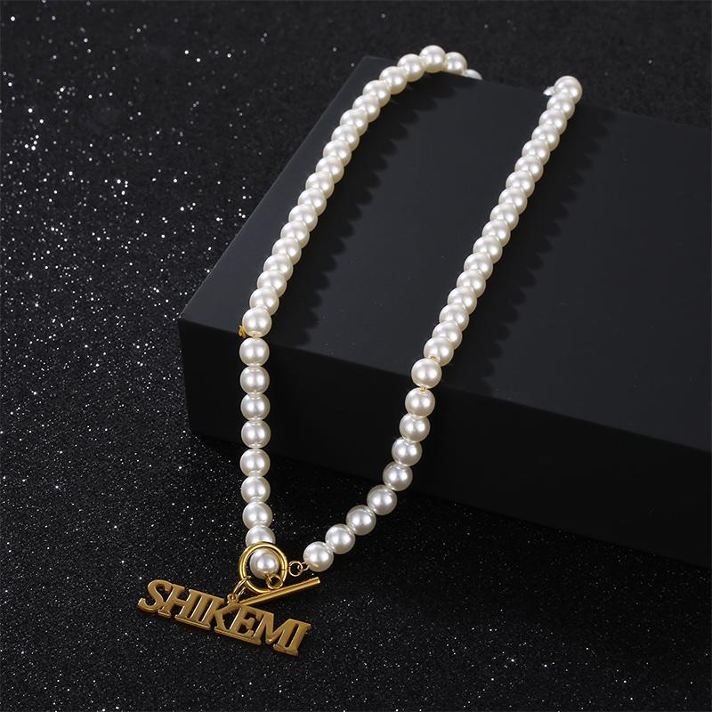 Elegant Baroque Choker Necklace Stainless Steel Custom Name Initial Personalised Pendant Necklaces