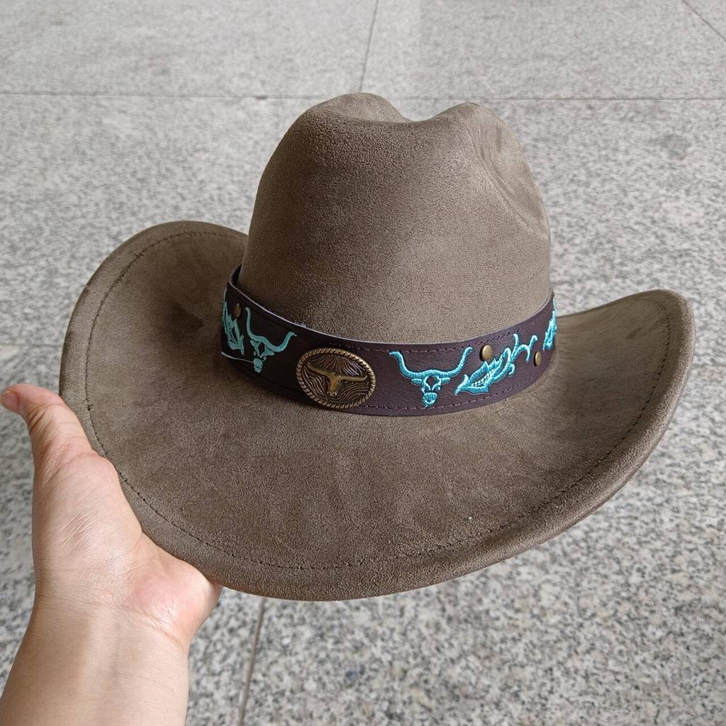 Suede Cowboy Hat Men And Women Curled Brim Western Cowboy Hat Solid Color Classic Hat Cowboy Hat Chapeau Homme