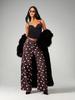 European Style Polka Dot Casual Mid-Waist Non-Stretch Long Denim Pants for Women