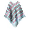 Poncho a maglia stile etnico da donna con nappe, caldo, invernale, con cappuccio, mantello, cardigan