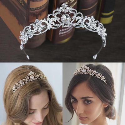 2018 Coroană de Mireasă cu Strasuri Aur Roz