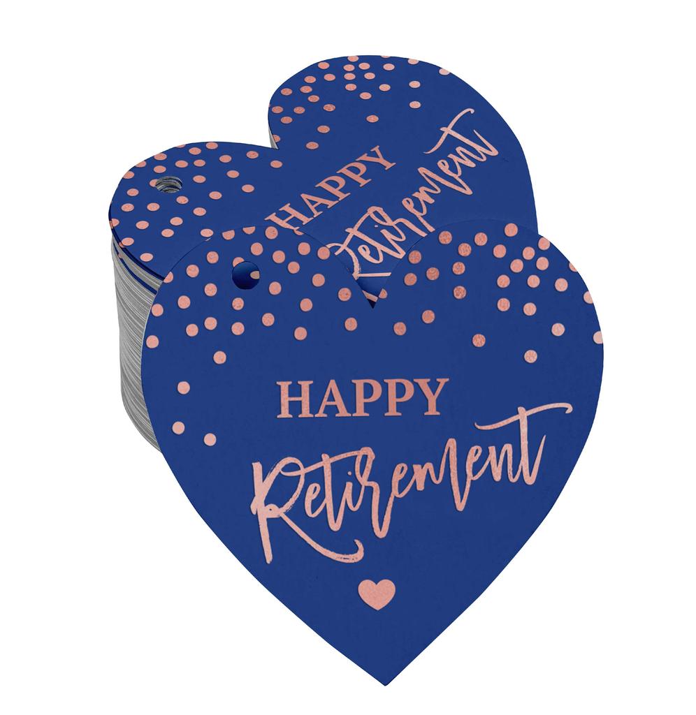 Inkdotpot Silver Foil Paper Hang Tag Happy Retirement Favor Tag 100 Pieces