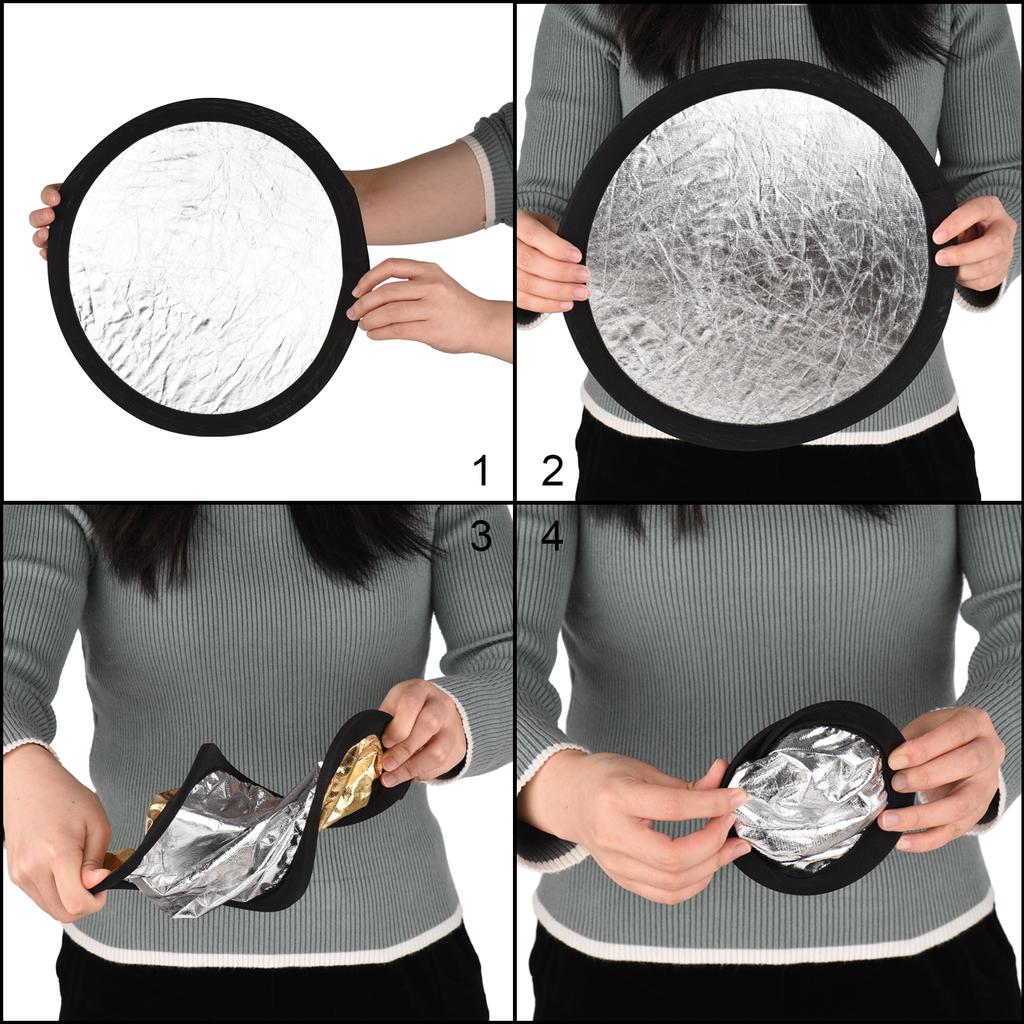 2 in 1 Silver and Gold Light Reflectors for Video, Portable 30cm Round Photography Reflector for Studio with Carry Bag, Great Helper Tool for