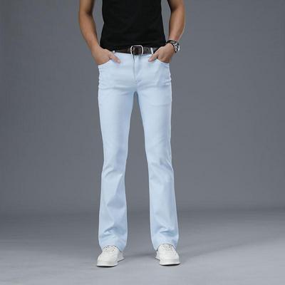 Pantalones vaqueros microacampanados para hombre, versión coreana de pantalones acampanados informales elásticos, pantalones acampanados verdes, talla 28-38