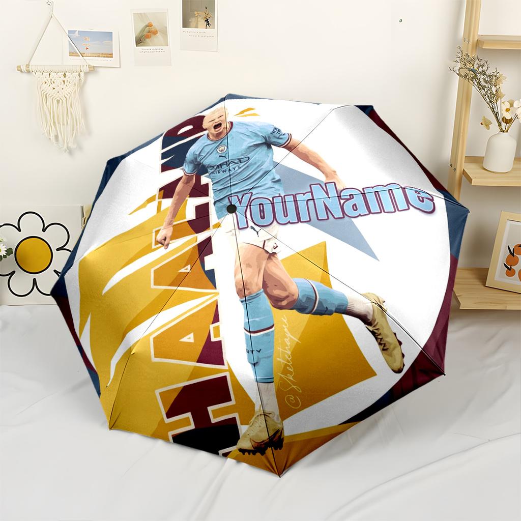 Haaland Personalized Text Umbrella Outdoor Automatic Umbrella Retractable Design with 8-Rib Durability Compact Design for Outdoor Daily Use