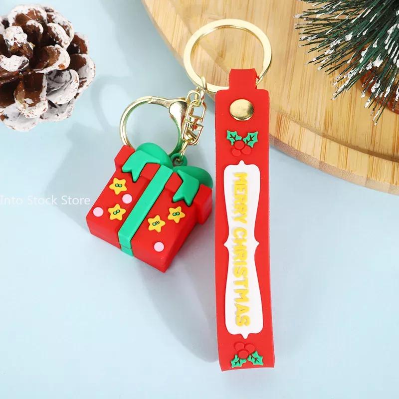 Cute Santa Claus PVC soft rubber key chain pendant cartoon snowman doll bag ornaments holiday gifts