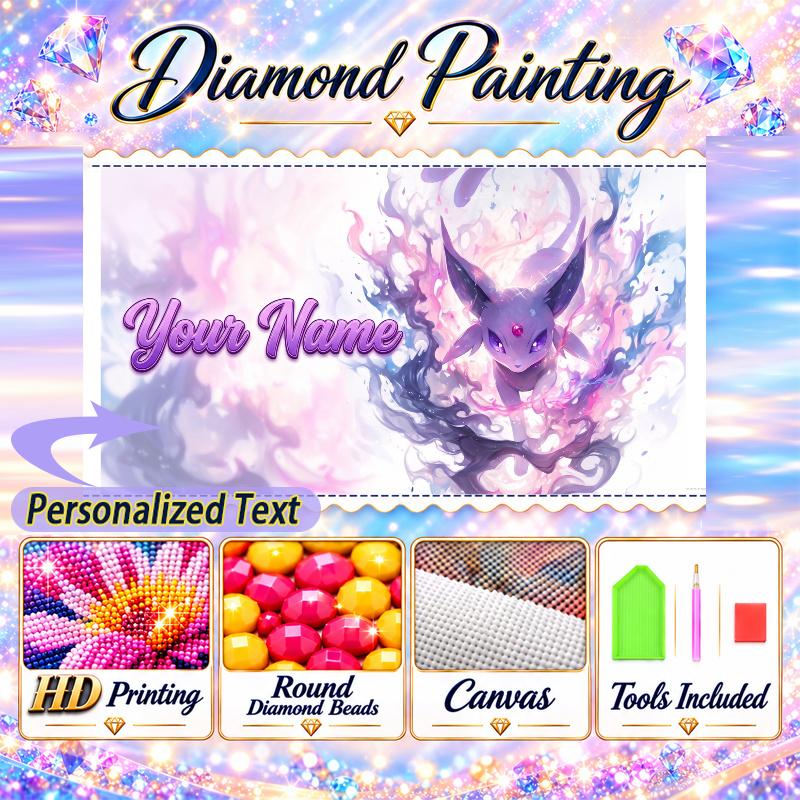 Personalized espeon Diamond Art Custom Name 5D Diamond Painting Full Drill DIY Craft