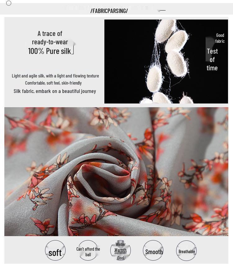 Robe Mi-longue en Soie Fleur de Prunier d'Été