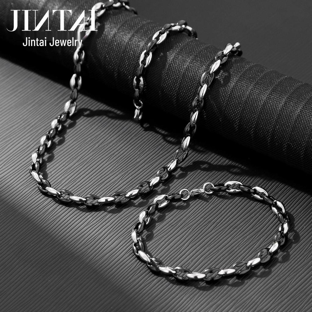 Men's European & American Style Chunky Necklace, Titanium Stainless Steel Flat Link Chain