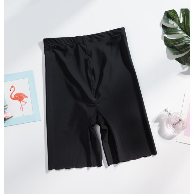 

High Waist Seamless Ice Silk Safety Shorts Women Anti Slip Slim Under Skirt Pants L чёрный