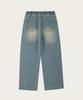 Akeusi Easy Fit Elastic Waist Wide Denim Pants Unisex (Light Blue)