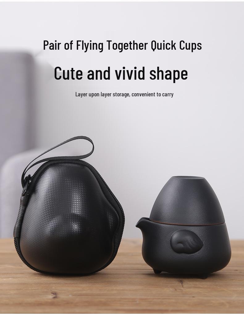 Portable Ceramic Travel Tea Set: One Pot, Two Cups – Quick Brew & Customizable Gift