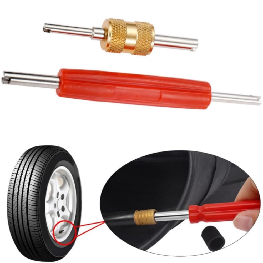 Luchtventielsleutel, Ventielkernverwijderaar, Bandenreparatietool, Set van 2, Bug Turner