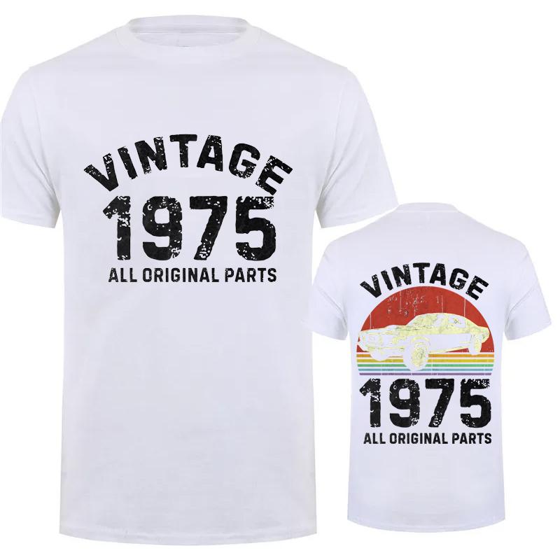 

Классическая винтажная футболка 1975 года со всеми оригинальными деталями, мужская футболка с коротким рукавом, подарок на день рождения, повседневная футболка, мягкий топ, одежда для папы 4XL