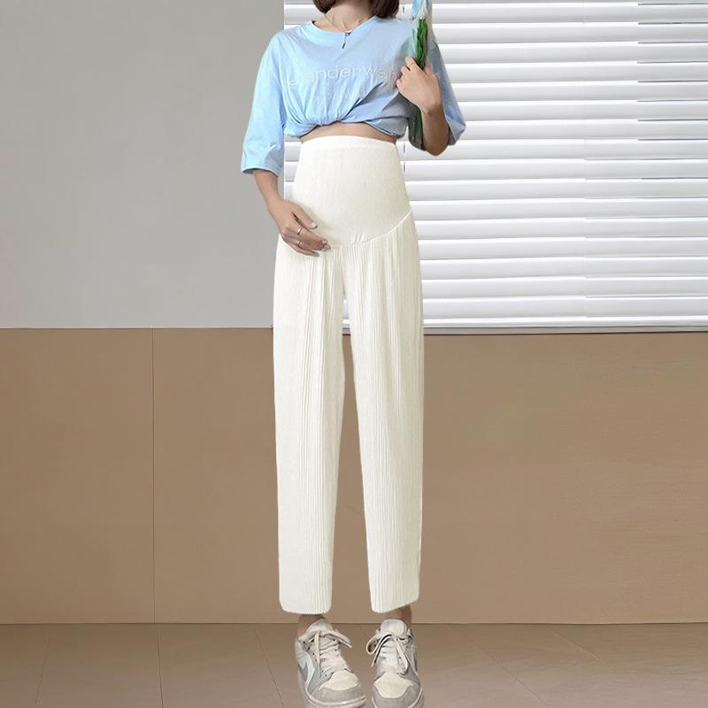Versatile Summer Ice Silk Maternity Pants: Loose, Plus Size, Fashionable, Slimming, Casual L 110~130 lbs