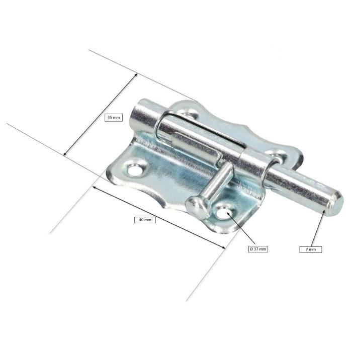 Verrou de porte - KOTARBAU - Pêne coulissant - Acier robuste - Montage rapide - Argent 40 mm