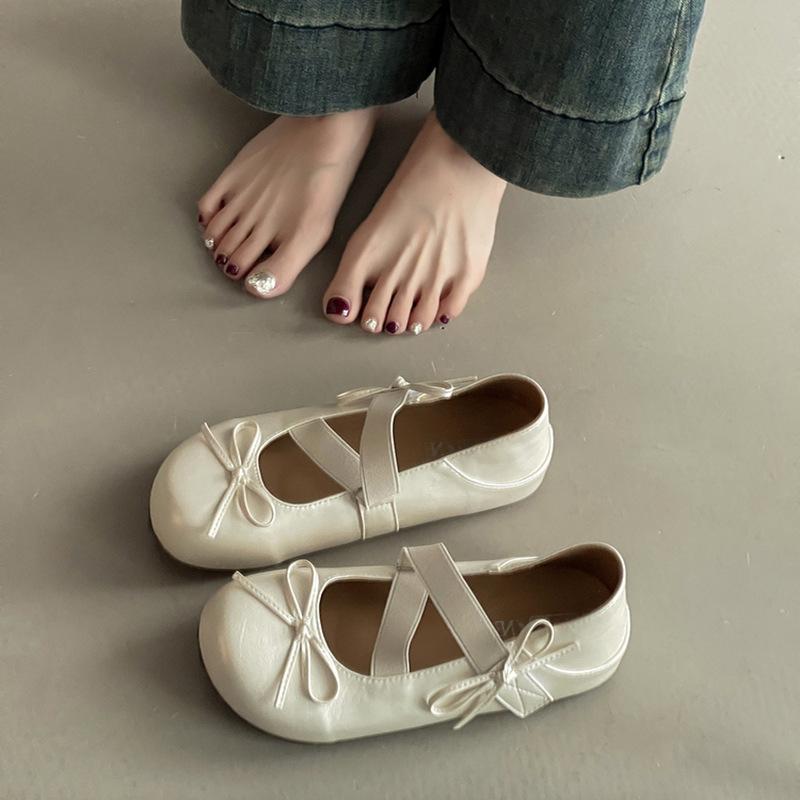 Bow Mary Jane single shoes women's summer new skirt small leather shoes trendy comfortable ballet shoes