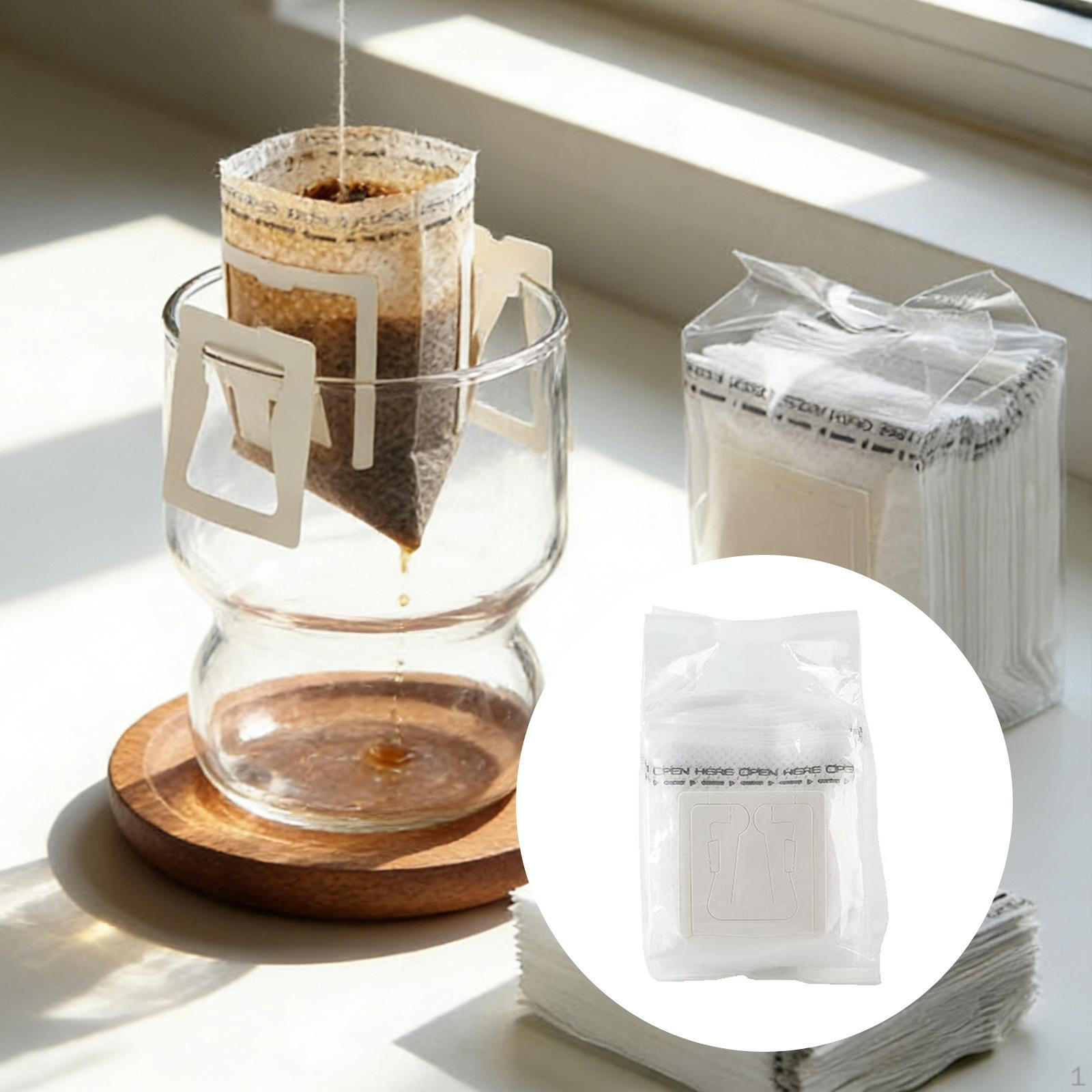 50Pcs Coffee Filter Paper Bags Fishing Camping Hanging Ear Drip