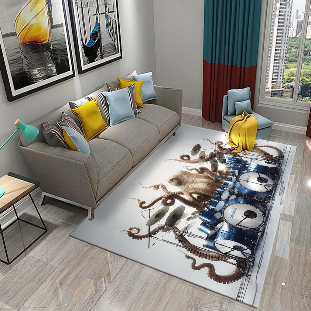 3D Ocean Themed Funny Octopus Carpet For Home Bedroom Decorative Living Room Bathroom Entrance Non-Slip Kitchen Carpet