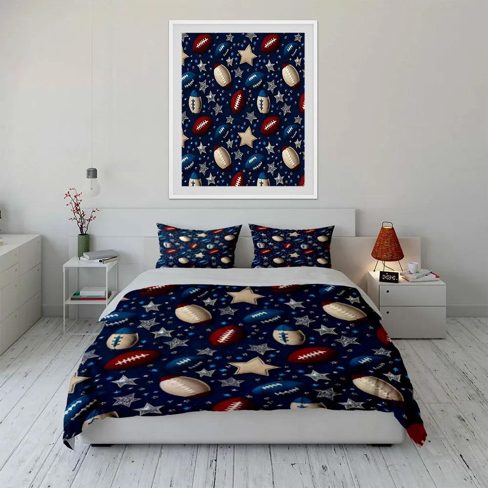 Football Theme Decor Set Bedding Set with 1 Duvet Cover 2 Pillowcases Single Double King Queen Gift