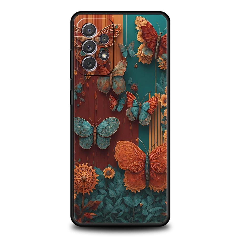 Fashionable Butterfly Flower Phone Case for Samsung Galaxy A55 A35 A17 A07 A15 A13 A25 A51 A71 A72 A73 A32 A52 A52S A41 Soft TPU