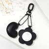 Portable Mini Makeup Mirror Keychain Red Flower Heart PU Leather Bag Pendant Women Cosmetic Mirror Key Ring Accessories Gift