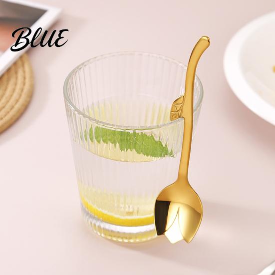 Kitchen Dining Accessory Tulip Shaped Stainless Steel Spoon Long Handle Coffee Ice Cream Dishwasher Safe Spoon Dessert Serving with Hanging