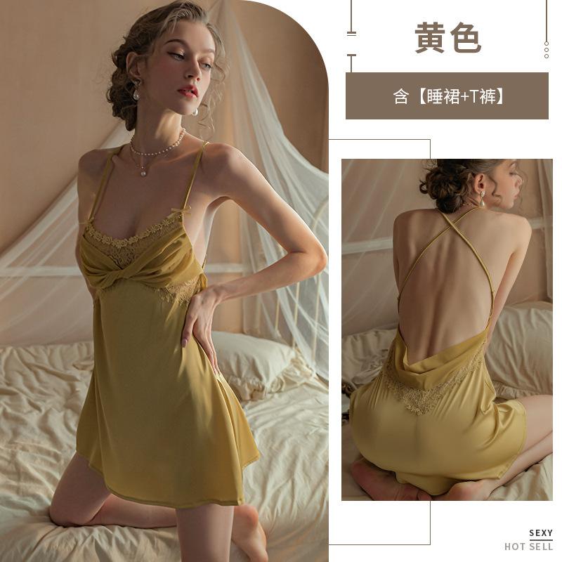 

Couple boudoir pajamas lady teases boyfriend suspender skirt lace seduction pajamas plus size halter One size fits all