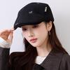 Womens Retro Bow Flat Top Cap Short Brim Adjustable Cotton Hat Winter Warm Stylish Duckbill