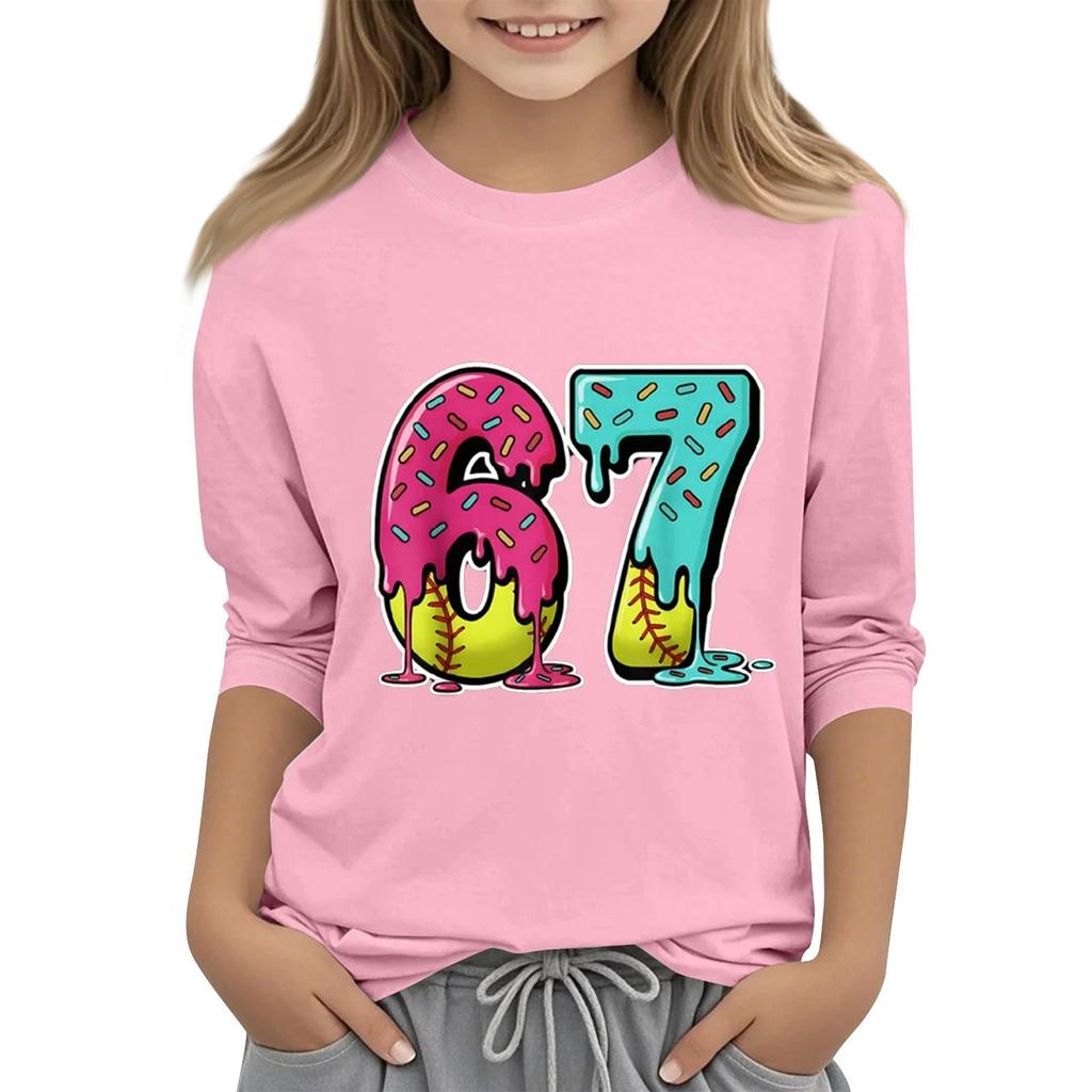 Children's Fashion Three-Quarter Sleeve Round Neck Printed Casual T-Shirt Top