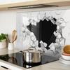 Glass Kitchen Serving Board with Wall Hole Graphic 80X52 Cm