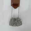 Yogodlns Women Summer Woven Hand Bag Luxury Design Hollow-out Silver Hand Woven Single Shoulder Underarm Bag