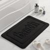 Inyahome Embossing Velvet  Black Bath Rug Solid High Quality Floor Mats Sponge Non-slip Bath Mat Alfombra De Baño Antideslizante