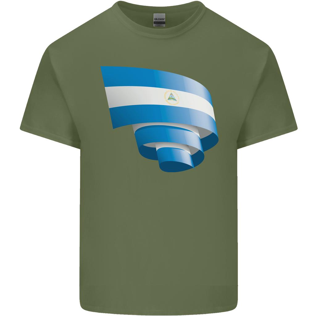Curled Nicaragua Flag Nicaraguan Day Football Unisexs Light Cotton TShirt