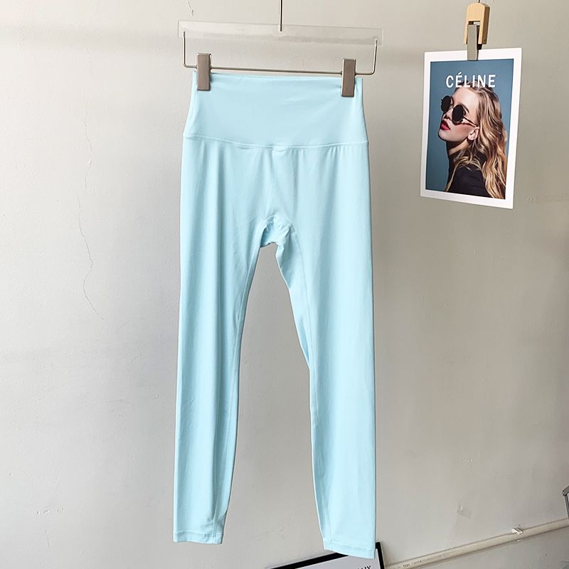 Lu Same Style Free Size Nude Feel No Embarrassment Line Yoga Pants Female 2025 Best Selling Hip Raise Shaping Sports Workout Ankle Length Pants