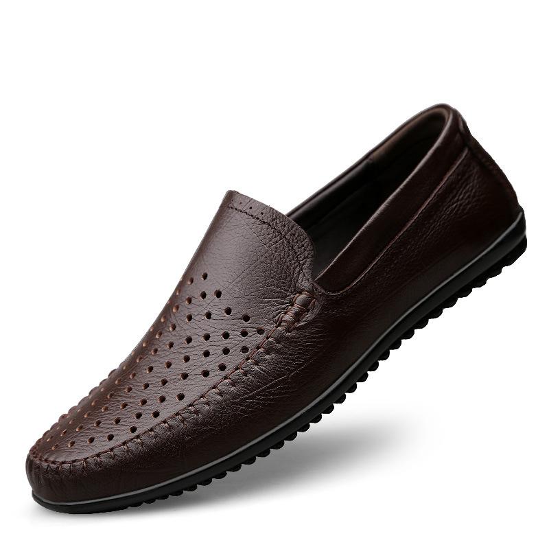 Men's shoes 2025 summer new fashion daily out one pedal simple lightweight lazy leather wear-resistant casual shoes