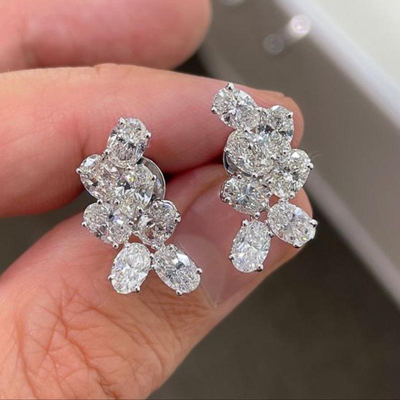 

Huitan Gorgeous Women s Stud Earrings for Wedding Full Paved Dazzling Oval Cubic Zirconia Fashion Luxury Bridal Earrings Zircon