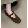 Chaussures simples à bouche peu profonde à boucle métallique de style rétro pour femmes automne confortables polyvalentes chaussures Doudou plates à une pédale Mary Jane