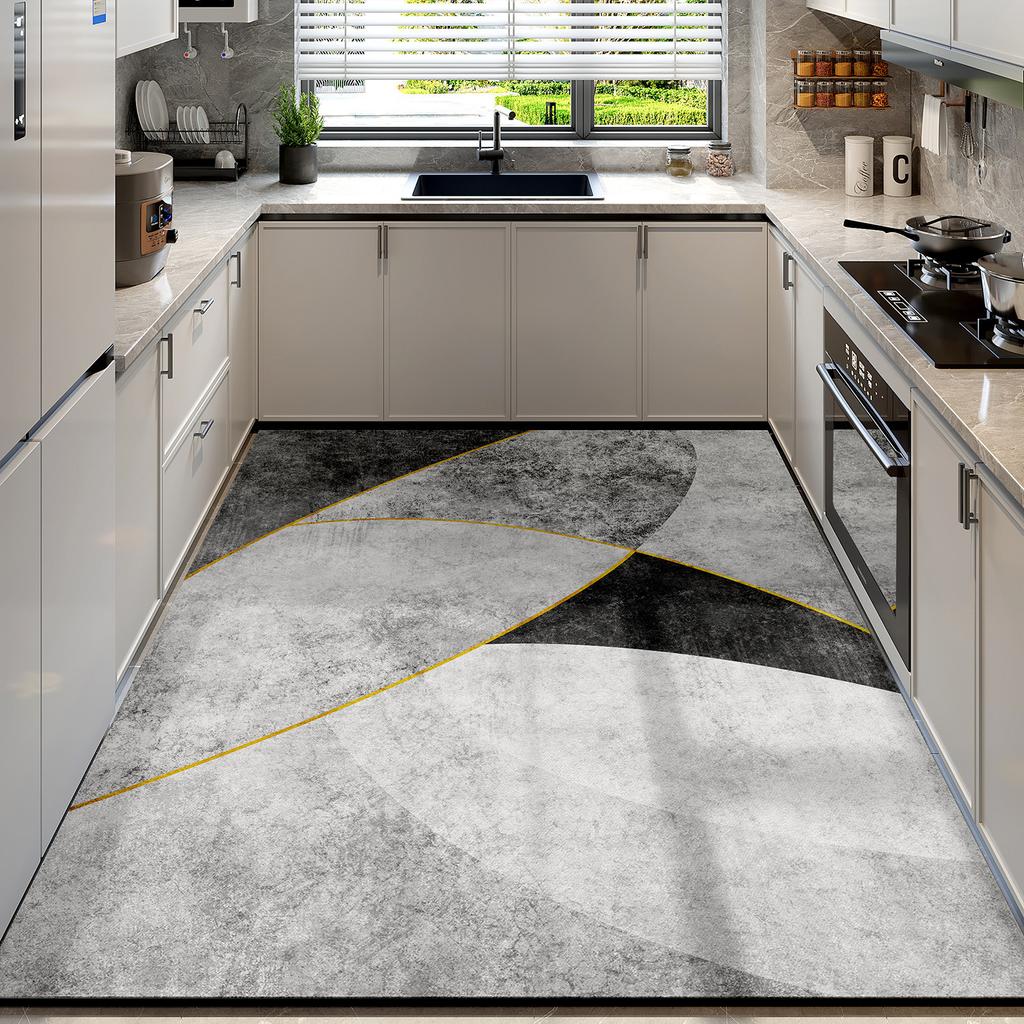 New kitchen floor mat, large-area, full-coverage, stain-resistant, diatomaceous earth, non-slip, water-absorbing, oil-absorbing, quick-drying